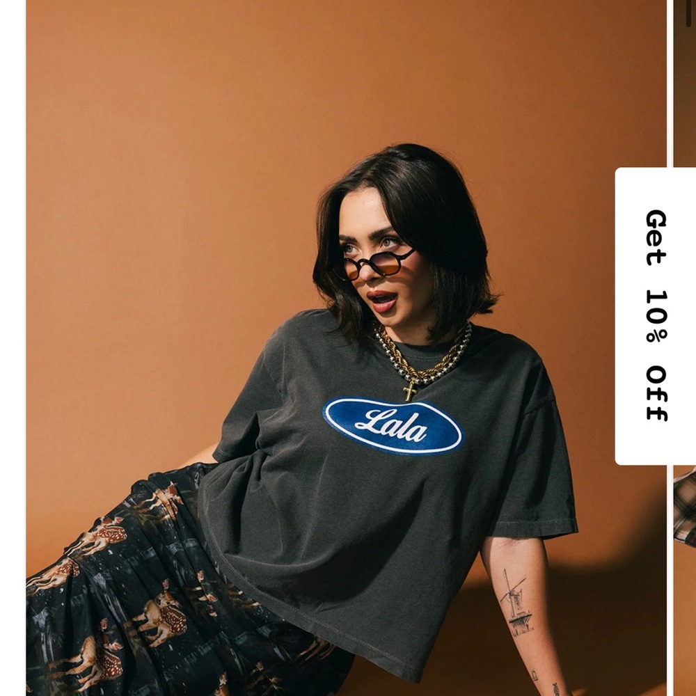 Dressed in lala Lala motors tee